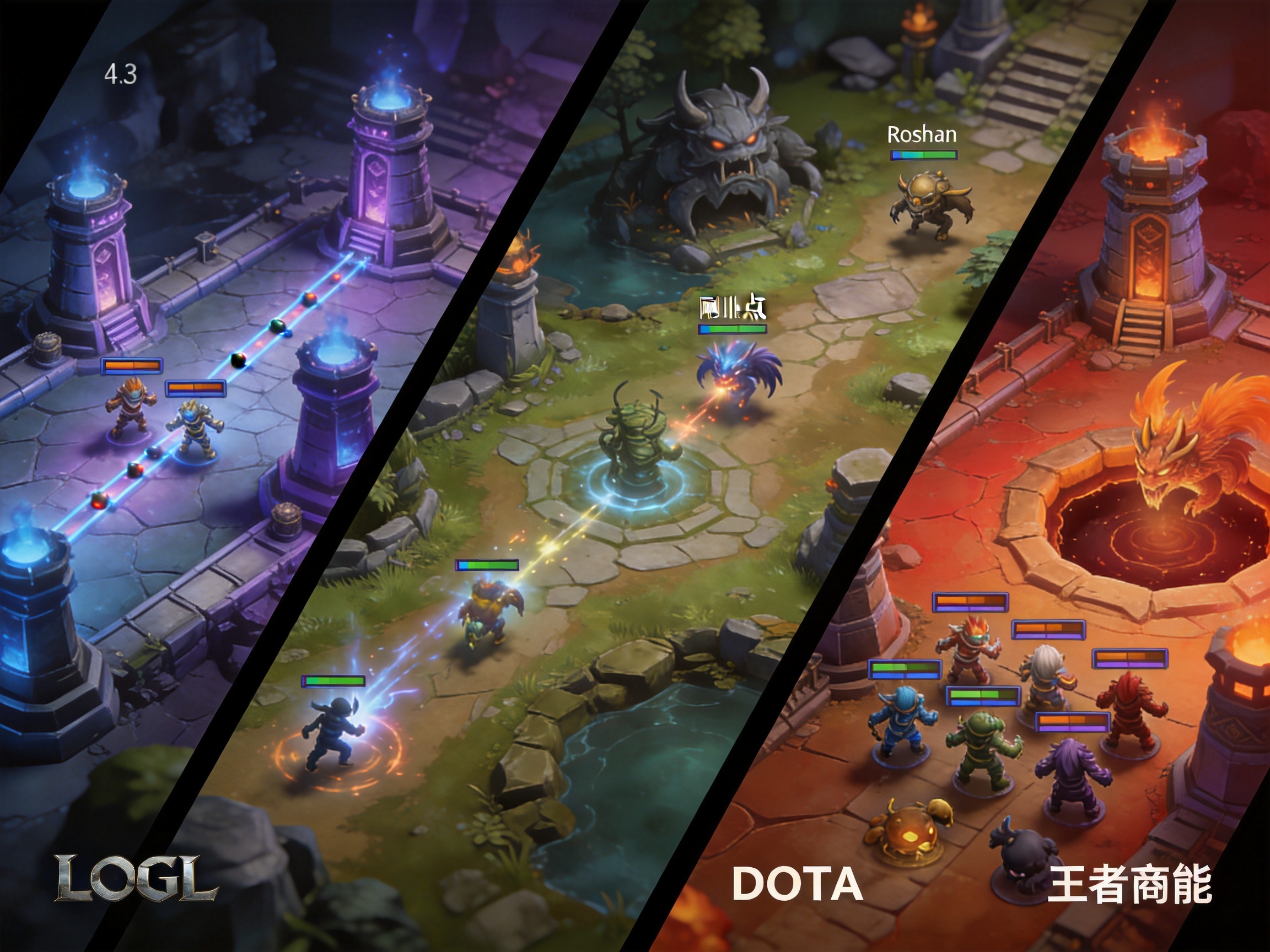 LOL、CS2、DOTA2、王者荣耀等电竞项目对局信息分布示意